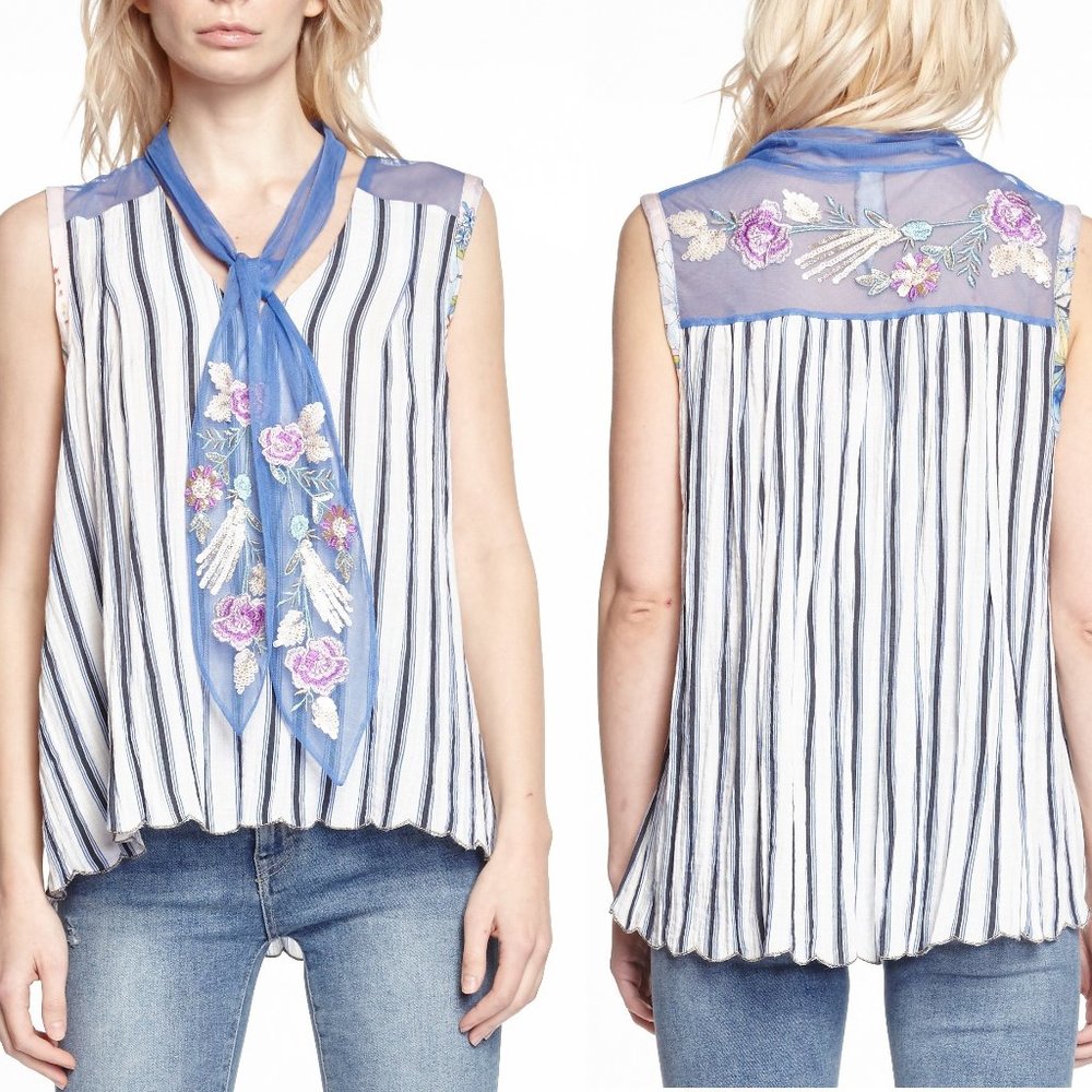 Aratta Not An Easy One Blouse • Medium • Reg $130 NWT • Floral Embroidery • boho